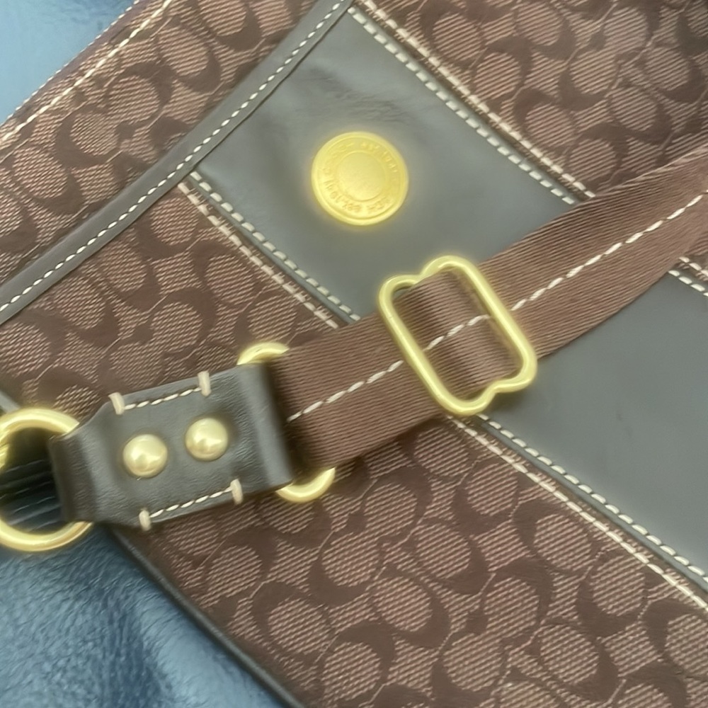 Coach Brown Monogram Crossbody with Dark Brown Leather Trim and Gold Hardware - Picture 4 of 7